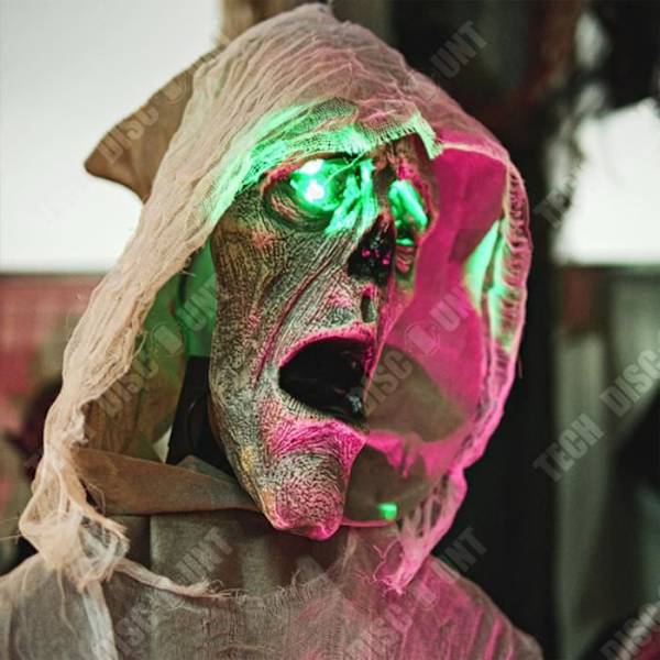 TD® Halloween dekoration hængende spøgelse stor el-aktiveret ved stemme induktion skelet død hjemsøgte hus prop vedhæng