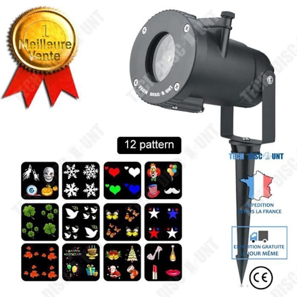 TD® LED Snowflake projektionsljus utomhus 12 filmmönster julprojektionsljus Färgglad dekorativ effekt gräsmatta ljus
