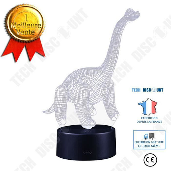 TD® Optisk bordslampa dekorativ taktil 7 färger optisk illusion - diplodocus modell - låg förbrukning USB-kabel 3 AA-batterier