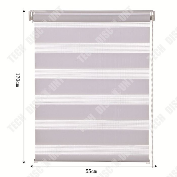 TD® Set med 2st Zebragardiner 55*170cm Badrumsgardiner Sträckta rullgardiner Badrumsmörkläggningsgardiner Grå