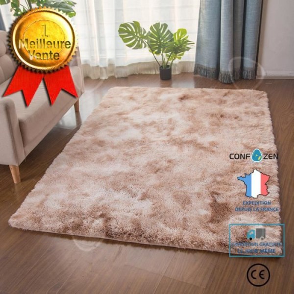 CONFO glidende Tæppe i Blødt Silketæppe Moderne Indendørs Tæppe Silkeagtigt Værelset Gulvtæppe BEIGE 140X200CM