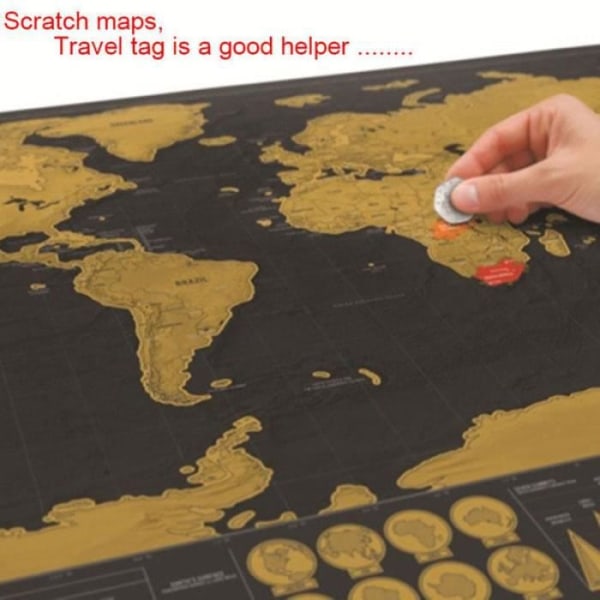 World Scratch Map Scratch Map - Svart svart och gult