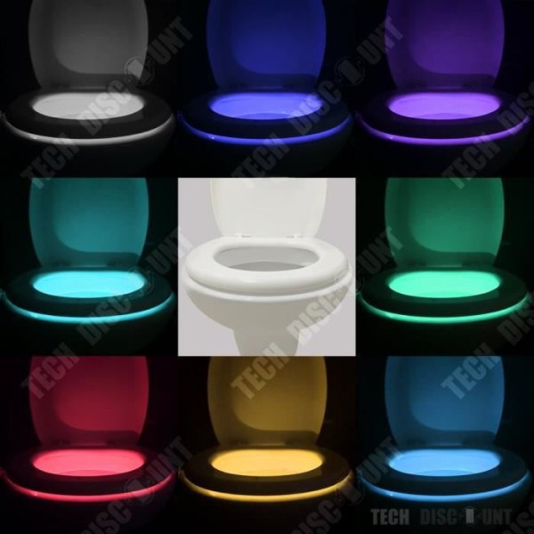 TD® Toalettlampa sensor enhet ljus WC vit sanitetshygien variabel intensitet 16 färger med hälsodesinfektion