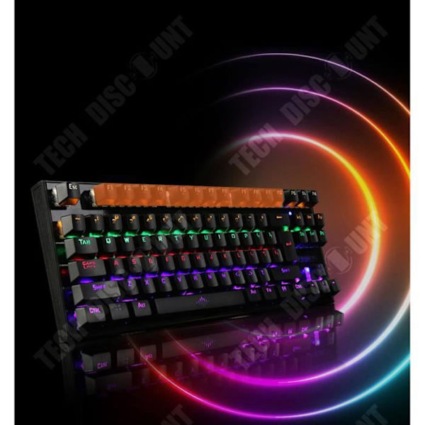 TD® Professional 87 Key Wired USB Bakgrundsbelyst mekaniskt speltangentbord med ergonomisk fjäderbelastad design - Vit A58203