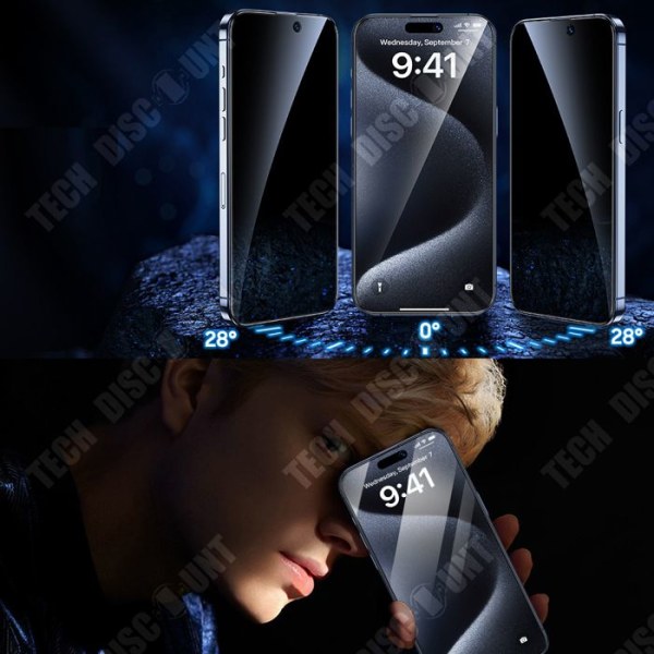TD® Puhelimen näytön suojakalvo roskakori-muotoilu iPhone 15 Plus karkaistu, salakuuntimelta suojaava suojakalvo puhelimelle