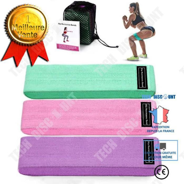 TD® modstandsbånd 3 stk Sport modstandsbånd sæt til hjemmefitness Yoga Pilates Model: 1 sæt af 3 stk