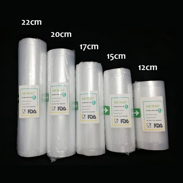 5 Rullemasker til Vakuumforsegling Vaffel 12/15/17/20/22*500CM Fødevareopbevaring