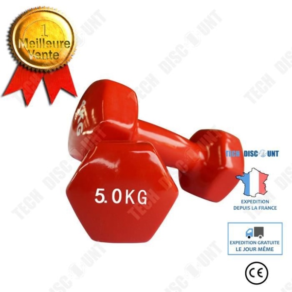 TD® Miljöskyddshantel Hemträningsutrustning för röd unisex 5kg*2