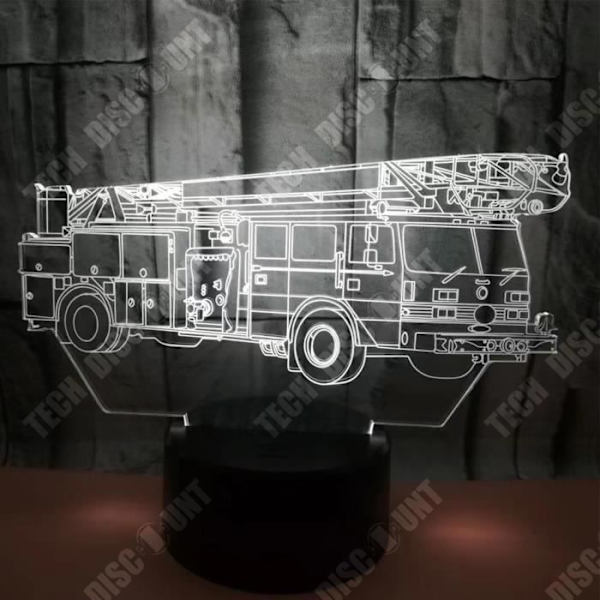 TD® Dekorativ touch-optisk lampe 7 farver illusion optisk - brandbil - lavt forbrug USB-kabel eller 3 AA-batterier