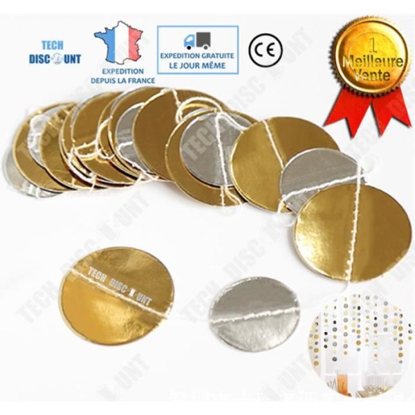 TD® Kedja Garland Bunting Banner Band Paljett Guld Silver Rund Alla hjärtans dag Jul Födelsedag Make Festdekoration