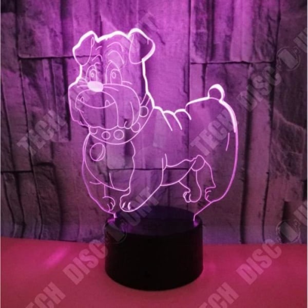 TD® Dekorativ berøringslampe med 7 farver optisk illusion - hundemodel - lavt forbrug USB-kabel eller 3 AAA-batterier
