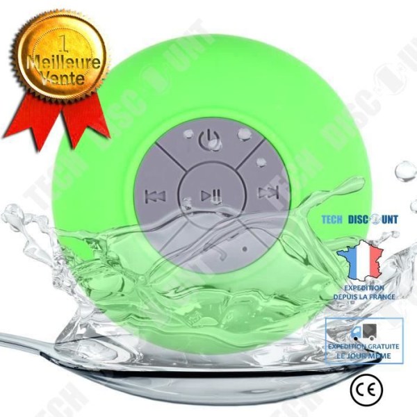 TD® Bluetooth Højttaler Vandtæt / Waterproof Speaker BTS-06 / Vandtæt sugekop højttaler til badeværelse, grøn