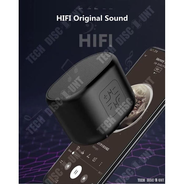 TD® Mini Langaton Bluetooth-kaiutin TF-kortilla / Musta Mini Bluetooth-kaiutin / Suuri Bluetooth-yhteensopvuus svart