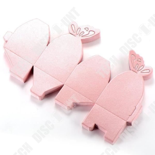 TD® Lot 50 bitar Butterfly Paper Boxes- Favor Box- Bröllop Dop Dekoration Födelse Rosa