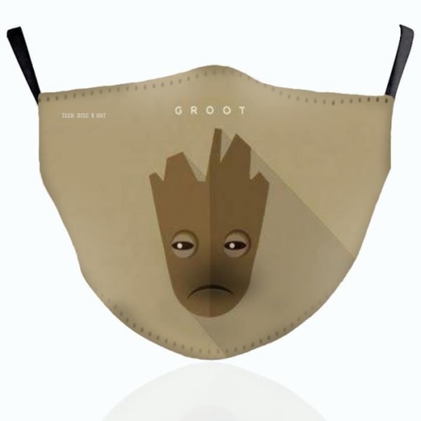 TD® Marvel 3D Groot Mask för män och kvinnor - Tvättbar och återanvändbar tygmask - Brun