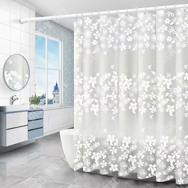 TD® Suitsukangas 180*180CM pieni kukka puoliläpinäkyvä vedenpitävä homeentorjuva pesukelpoinen suihkukangas