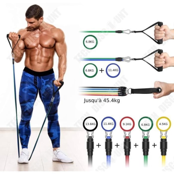 TD® Strength Band Bodybuilding Set 11 st Elastic Fitness Sport för män och kvinnor Motståndsband Gym Träning Physiq