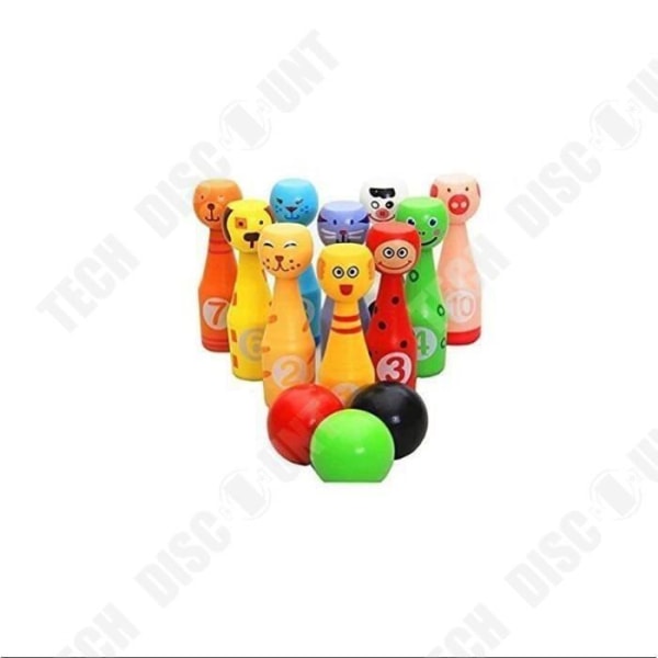 TD® Bowling Game Kit - Mega-Deal Child Mini Wooden Bowling - 10 käglor + 3 färgade och numrerade bollar tillhandahålls
