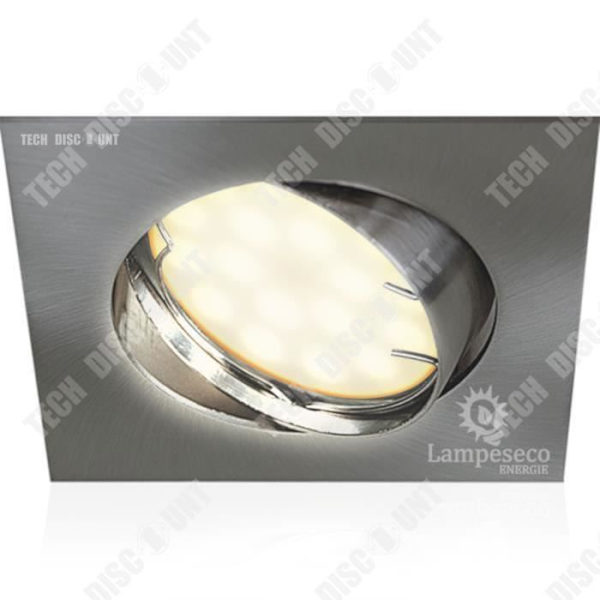TD® 50 STK JUSTERBAR LED SPOTLIGHT KVADRATISK ALU BØRSTET GU10 230V svarende til 50W KOLD HVID