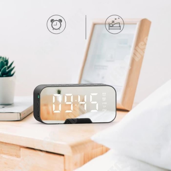 TD® Mirror Clock Trådlös Bluetooth-högtalare Bärbar Mini Voice Broadcast Hem Väckarklocka Radio Utomhus Subwoofer