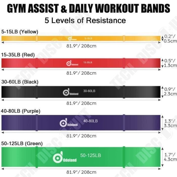 TD® 9 in1 Elastic Fitness Unisex Bodybuilding Yoga Gym Motståndsband Styrketräning Glutes Ankare Bengrepp Pil