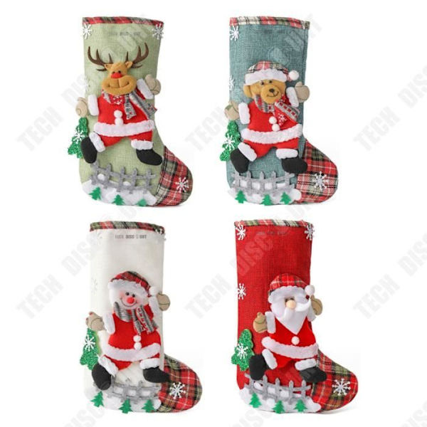 TD® Julstrumpa Godispåsar 20*30cm 4st Tecknat mönster julklappspåse Lämplig för juldekoration
