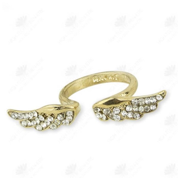 HTBE® Europæisk og amerikansk stil vinge ring, niche design til kvinder, justerbar pegefinger ring, let luksus åbning Gul M