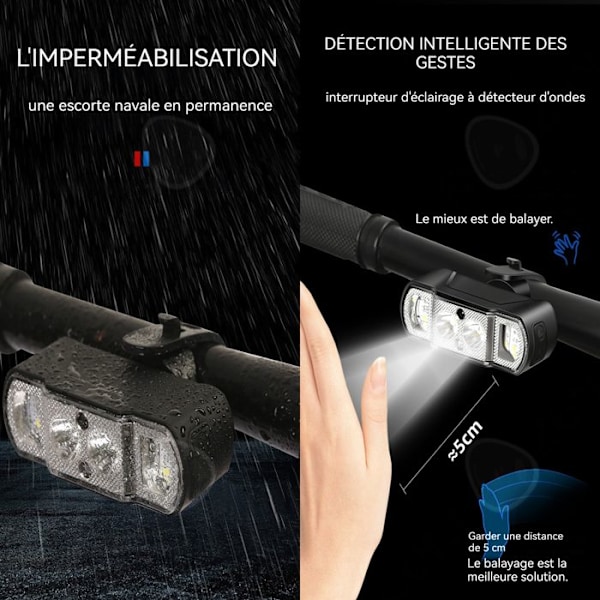C Cykellys 2,9 x 8 cm 350 lumen fremhæve advarselslampen for forlygter intelligent gestusdetektion