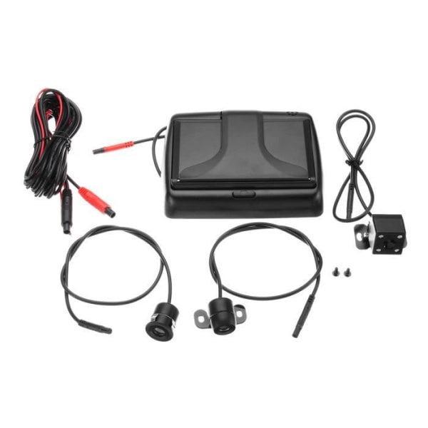 WINKSOAR Kit 4,3″ Backkamera LCD-skärm Bakre bildskärm Vikbar trådlös Auto Round
