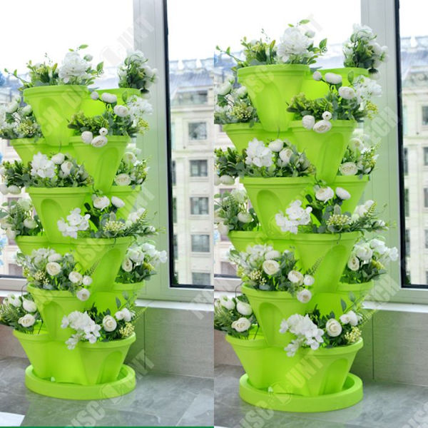TD® Blomsterpotter tredimensionale flerlagede planteskasser, jordbærpotter, altan blomsterpotter, plastikpotter