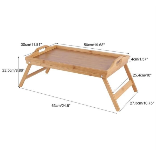 Sängbricka - Bambu - Hopfällbar - 50x30 cm - Frukostbord - Rektangulär trä färg