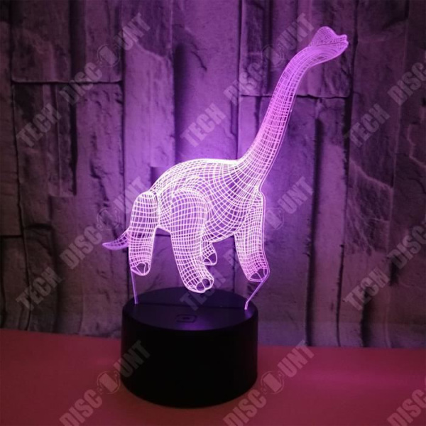 TD® Optisk bordslampa dekorativ taktil 7 färger optisk illusion - diplodocus modell - låg förbrukning USB-kabel 3 AA-batterier
