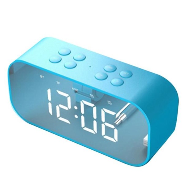 TD® Bluetooth-högtalare acve LED Digital klocka Väckarklocka Spegel Trådlös Bluetooth-högtalare Support TF USB Musikspelare Blå