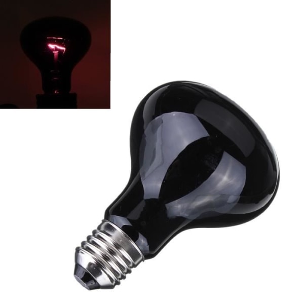 E27 100W Infrarød Varme lampe UVA Terrarium Vivarium Reptil Varme Sort