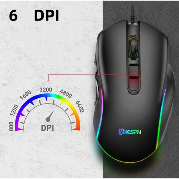 TD® Wired Gaming Mouse Justerbara DPI-programmerbara knappar