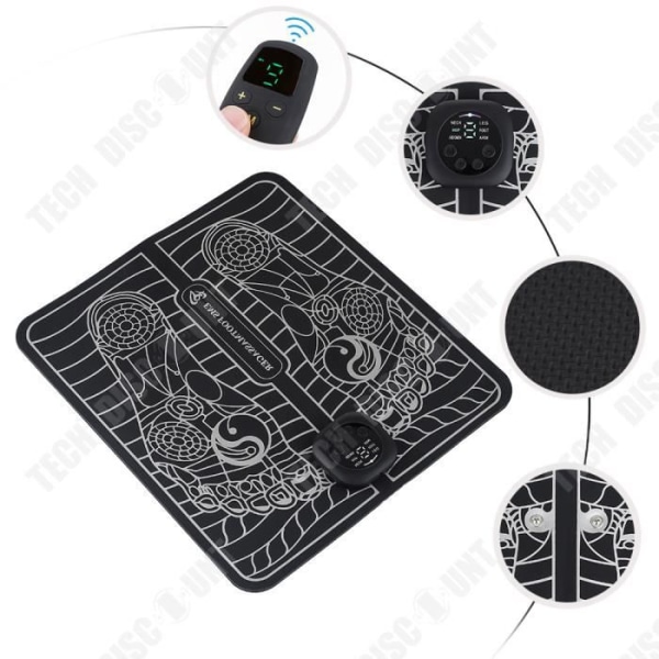 TD® Massagemad med impulser 6 tilstande Intelligent programmering Fjernbetjening Fodmassagepude