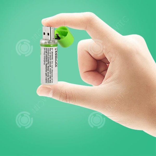 INN ladattava Ni-MH akku nro 5 1450 mAh, kierrätä ladattava USB-leluakku nro 5 vitt och grönt