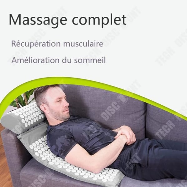 TD® Yogamassagepude, Akupressur, Muskulær afslapning, Indendørs sport, Sæt med 3 dele, sort, 68cm*42cm