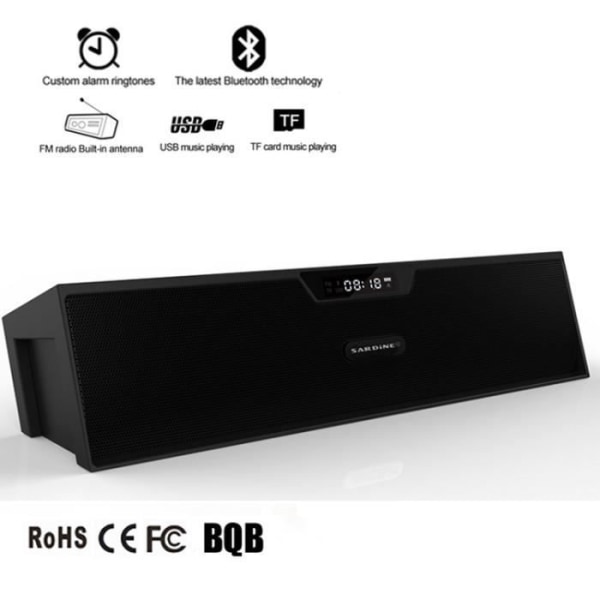 TD® Bärbar HiFi-högtalare Trådlös Bluetooth-högtalare High Power 10 W FM-radio USB-förstärkare + klocka