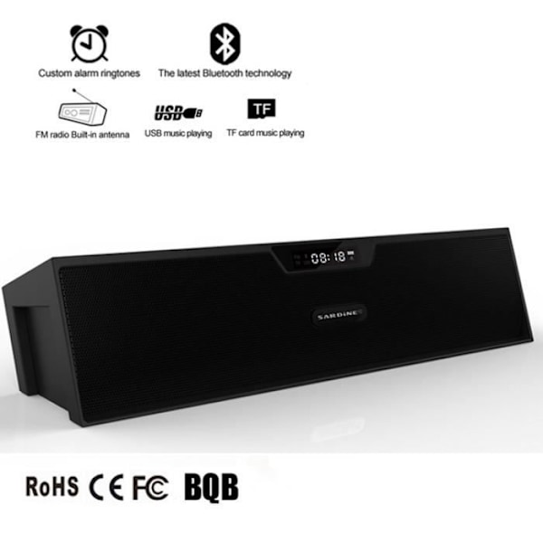 TD® Kannettava HiFi Bluetooth-kaiutin Langaton Suuri Teho 10 W FM Radio USB Vahvistimet + Kello