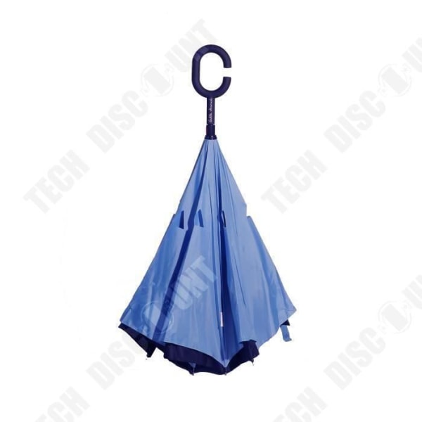 TD® Inverterat paraply polka dubbel nylon ultraresistent vattentät blå färg universal storlek 8 val UV regnskydd