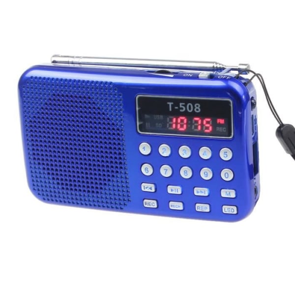 Bærbar højttaler - Universel - FM - Blå LED - USB2.0 - Radio- og lommelygtefunktion
