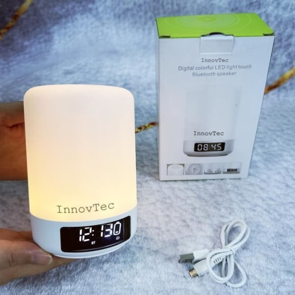 Bluetooth-kaiutin INNOVTEC Langaton Kosketuslamppu Herätyskello LED-näytöllä iPhone, iPad ja Android-laitteille