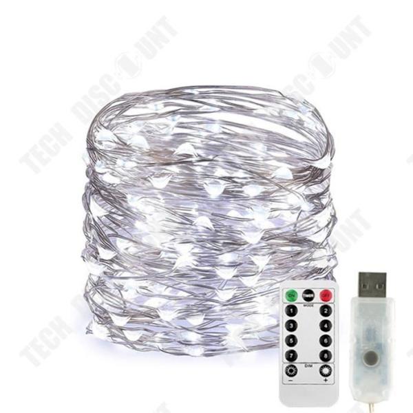 TD® USB Led String Lights, [2-pack]5m 50LED Silver-tråd med fjärrkontroll, 8 lägen (Cool White)