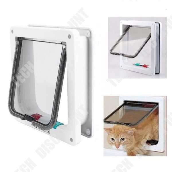 TD® Katte- og Hundedør Størrelse L (23.5 * 25.2cm * 5.5cm) - Robust Hvidt Klap med Stille og Hurtig Installation i Dobbelt Retning