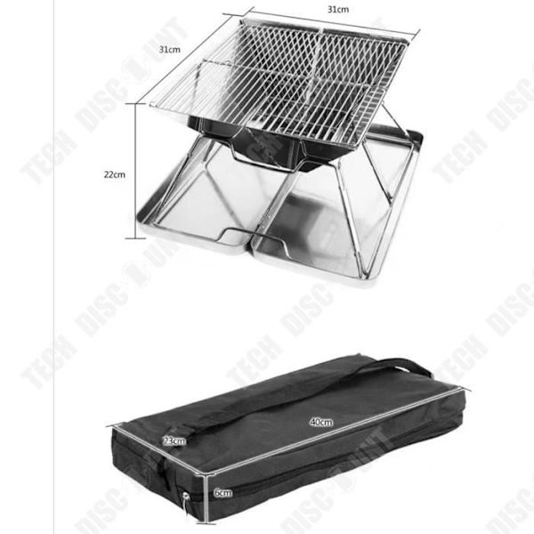 TD® Udendørs grill i rustfrit stål, foldbar grill, picnic komfur, foldbare udendørs madlavningsredskaber