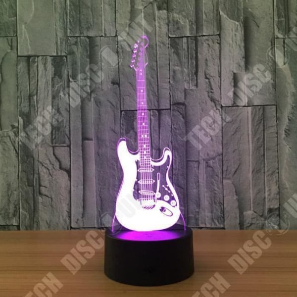 TD® Optisk bordslampa dekorativ touch 7 färger optisk illusion - gitarrmodell - lågförbrukning USB-kabel 3 AAA-batterier
