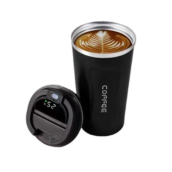 Isolerad kaffemugg - TD® - 510 ml - Rostfritt stål - Värmeisolering - Läcksäker Svart