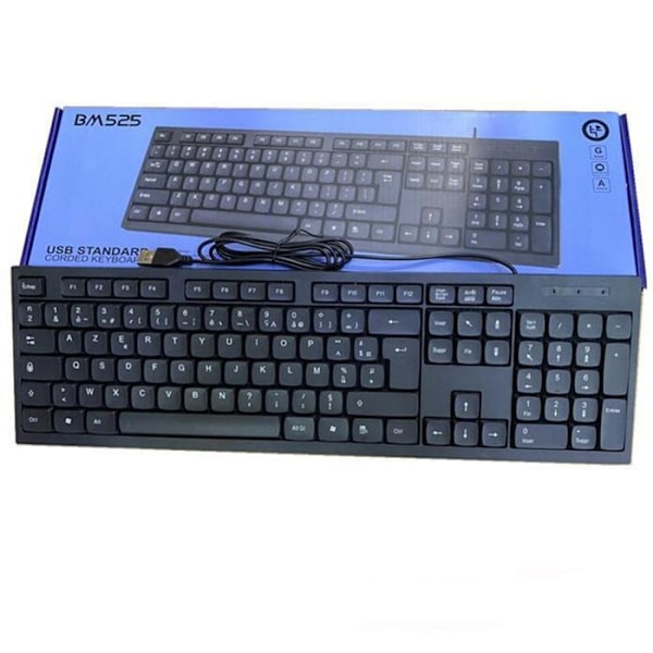 Computer Keyboard INN® 104 keys Wired Keyboard AZERTY USB Plug Play Chiclet Keys Low Profile Numeric Keypad Black