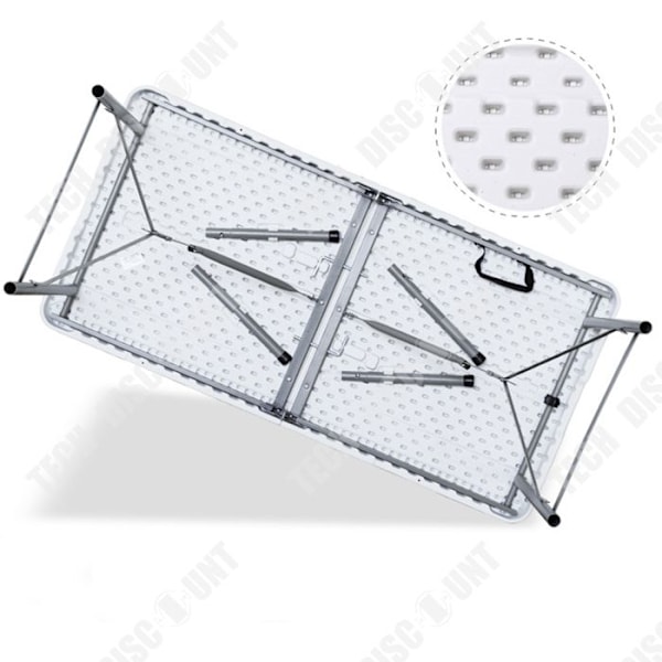 Foldable reception table 122 CM for 4 people Steel reception table Polyethylene top White reception table